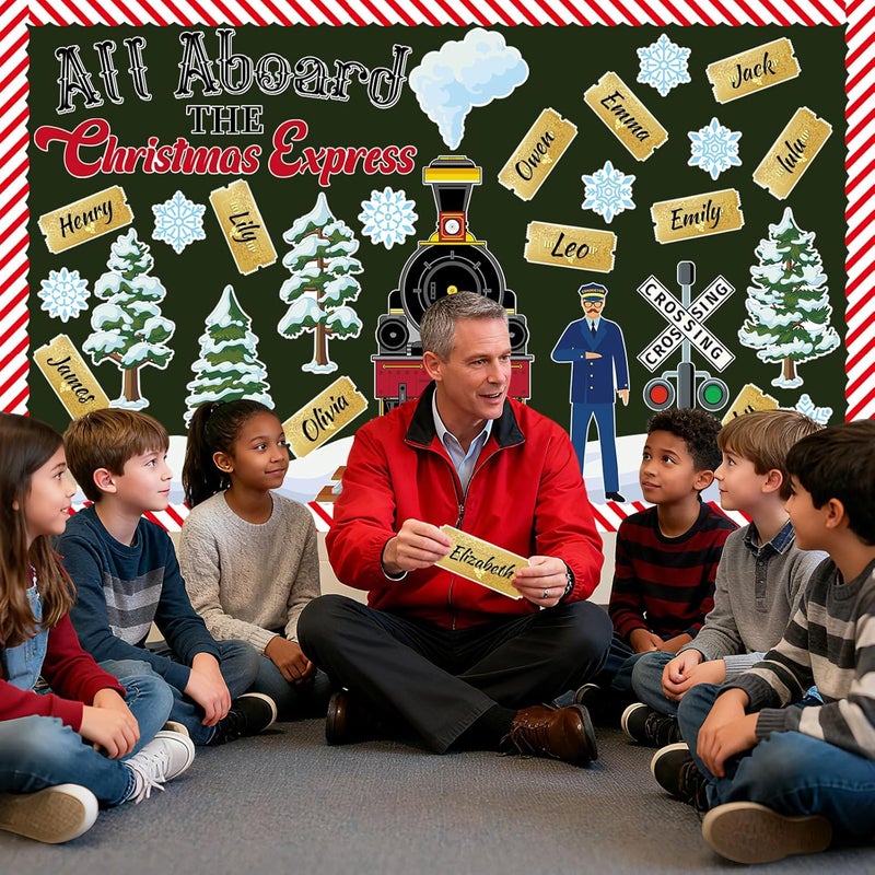 PYURTHITY All Aboard The Christmas Express Bulletin Board Set, 86 Pcs Christmas Classroom Bulletin Board Decorations Kit, Xmas Winter Classroom Belief Decor Create a Faith and Joy Polar Journey - Image 5